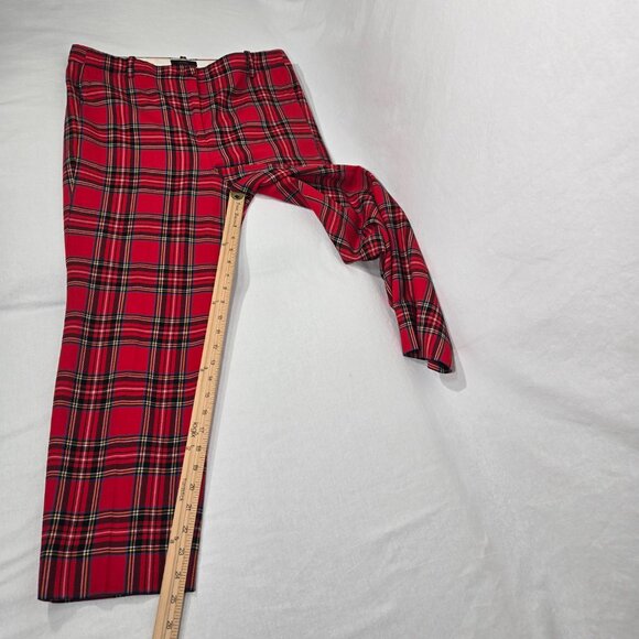 J.CREW CAMERON Academia Red Stewart Tartan Wool Hi-Rise Crop Pant Women Size 12. - Picture 14 of 17
